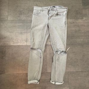 pacsun skinny stretch ripped grey jeans